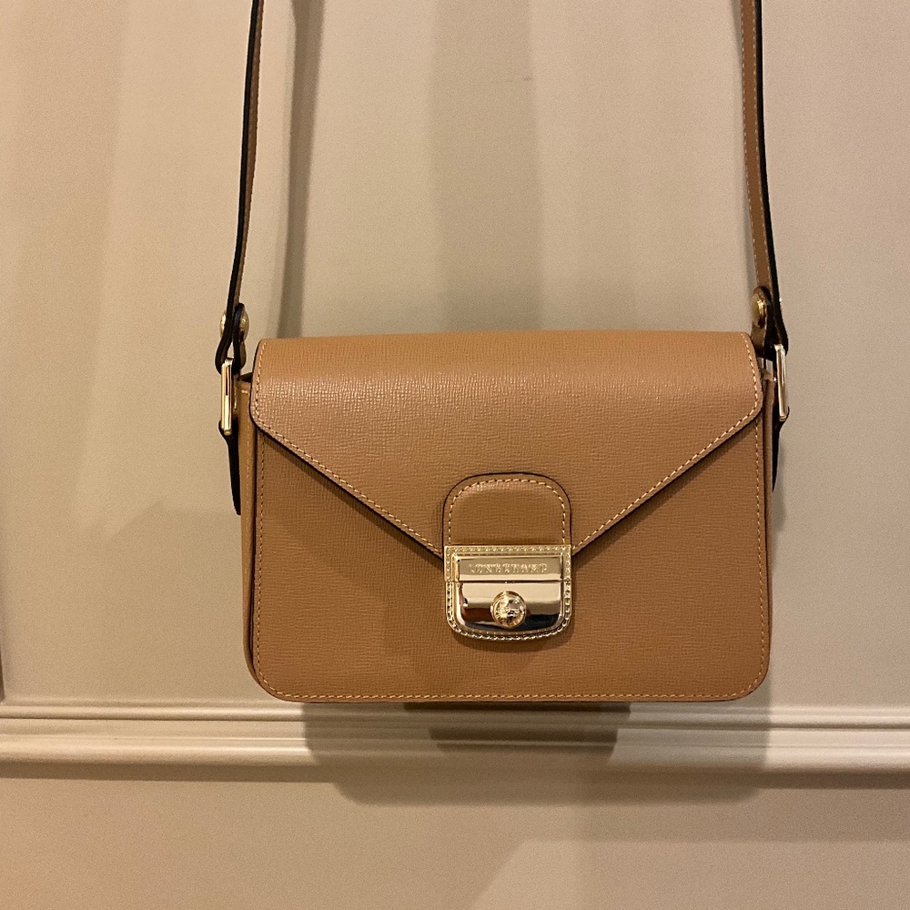 Longchamp Le Pliage Heritage Leather Crossbody Bag Brown Tan Handbag - NEW
